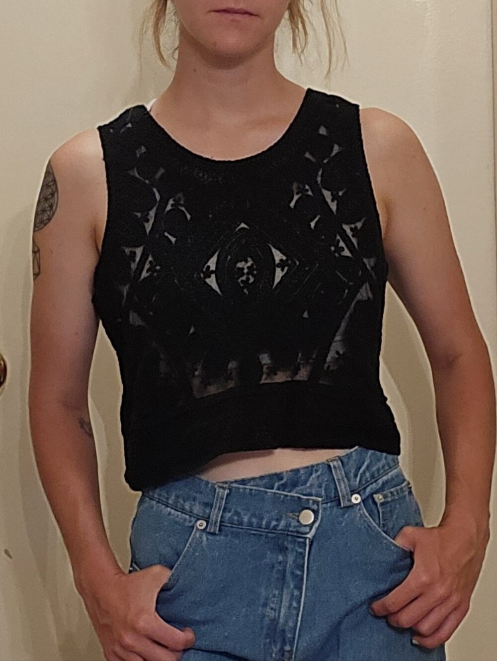 Ultra Pink Black Cropped Tank Top